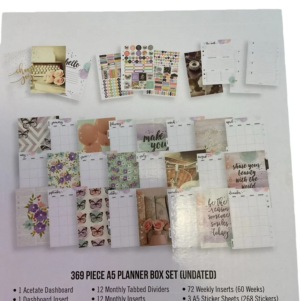 Carpe Diem A5 Planner Box Set W/Inserts Large Agenda 6 ring Binder 